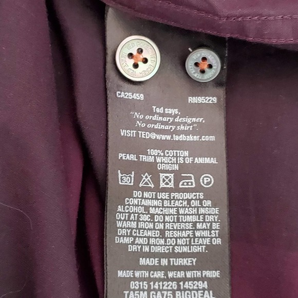 Ted Baker Purple Color Block Button Front Shirt L - Picture 5 of 7